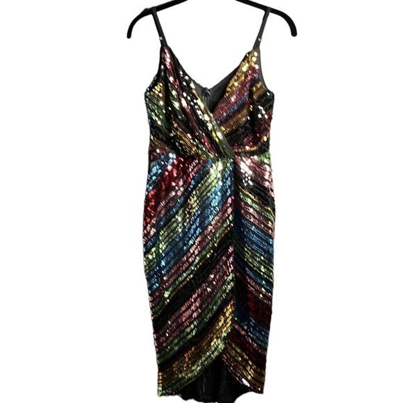 Ina Dresses & Skirts - Ina Colorful Sequin Spaghetti Strap Wrap Dress Size Small